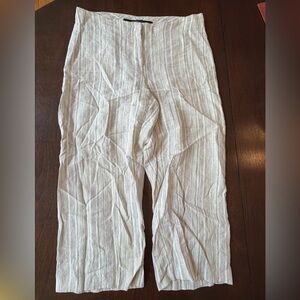 Isda & Co. Striped 100% Linen Cropped Pant, Breezy Coastal Boho Minimalist Sz 8